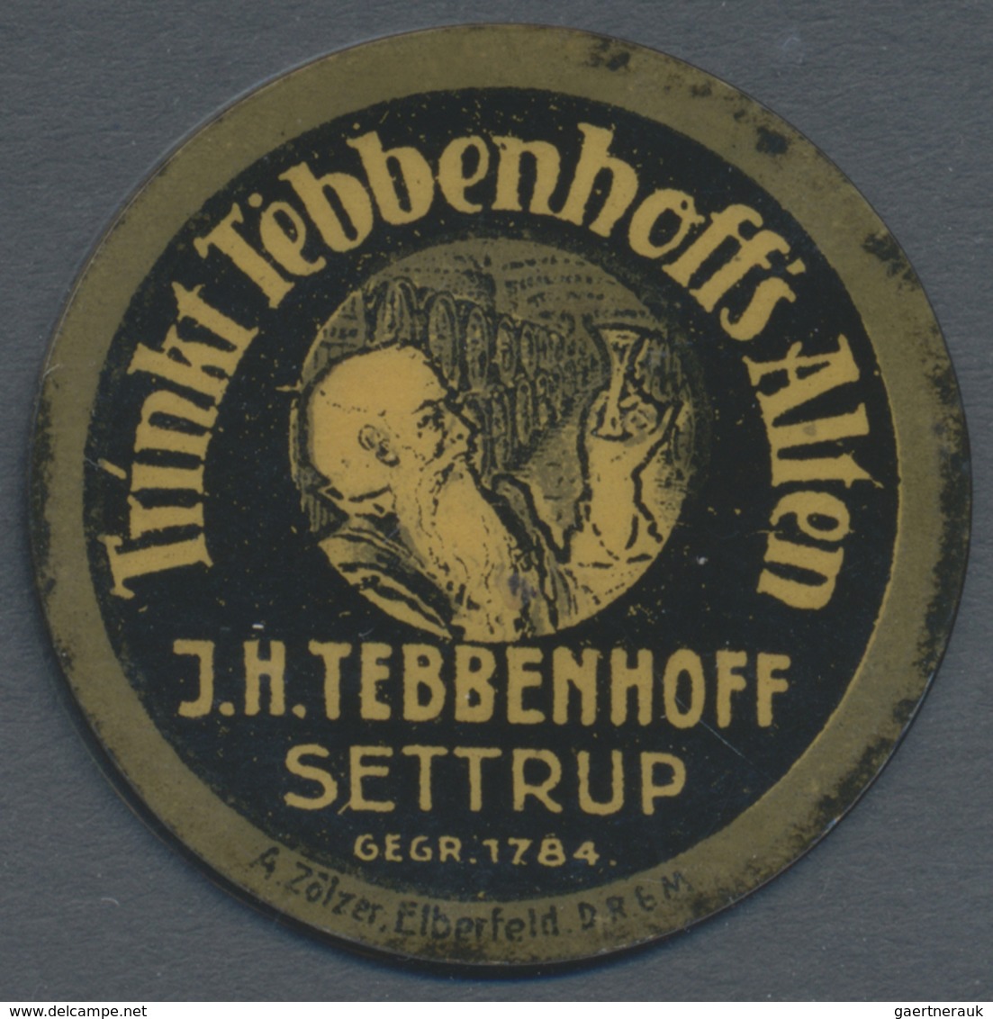 Thematik: Alkohol / Alcohol: 1921 (ca.), Dt. Reich. Kapselgeld 5 Pf Ziffer Mit Reklame "Trinkt Tebbe - Wein & Alkohol