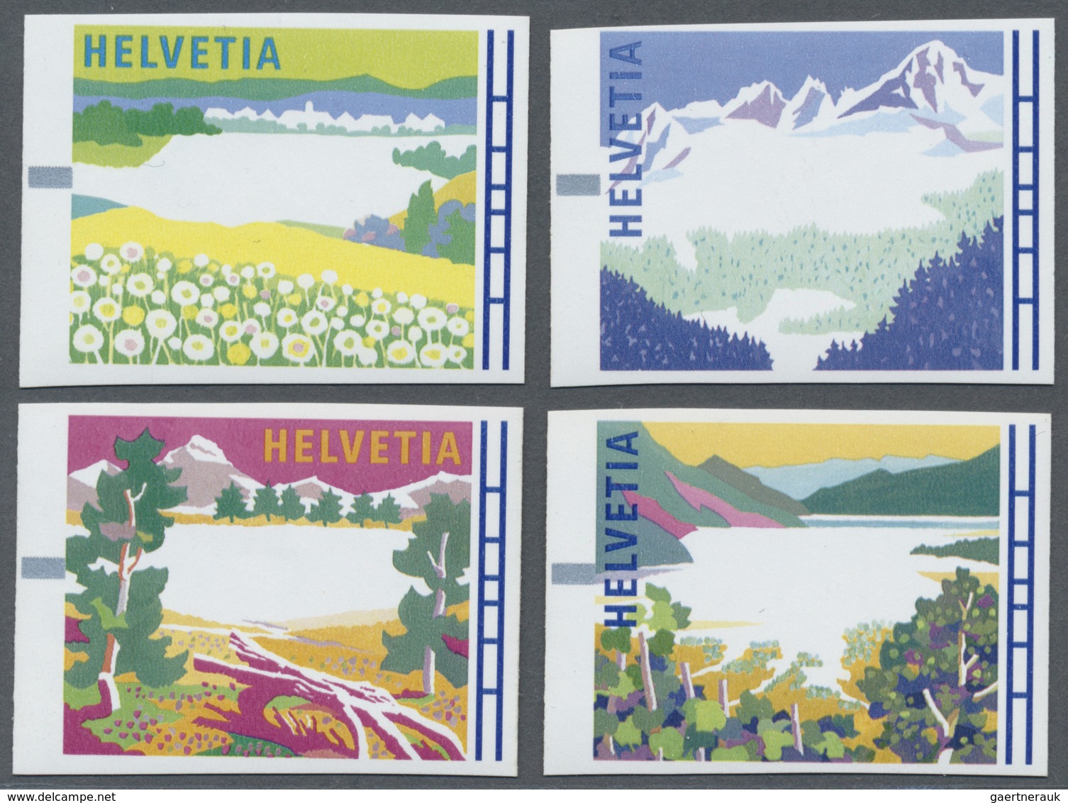 ** Thematik: Alpen / Alps: 1996, Switzerland Machine Labels, "Swiss Countryside During The Seasons", Al - Ohne Zuordnung