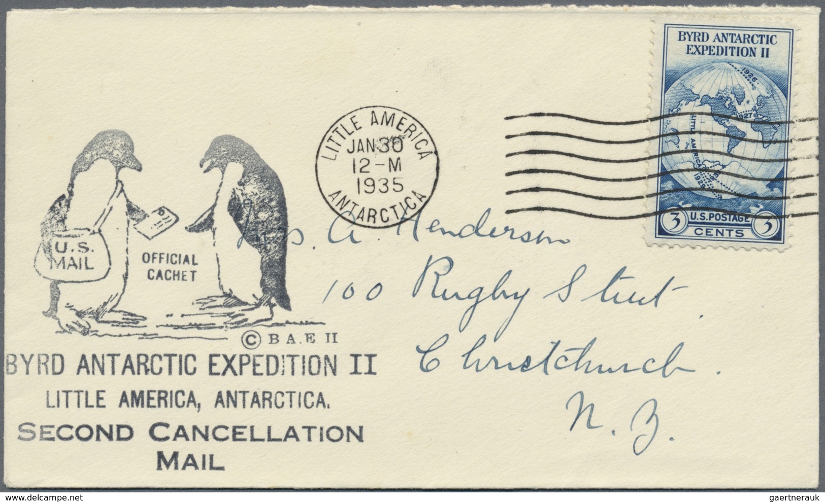 Br Thematik: Antarktis / Antarctic: Byrd Antarctic Expedition II, 1935, Schmuckumschlag Mit 2 Pinguinen - Sonstige & Ohne Zuordnung