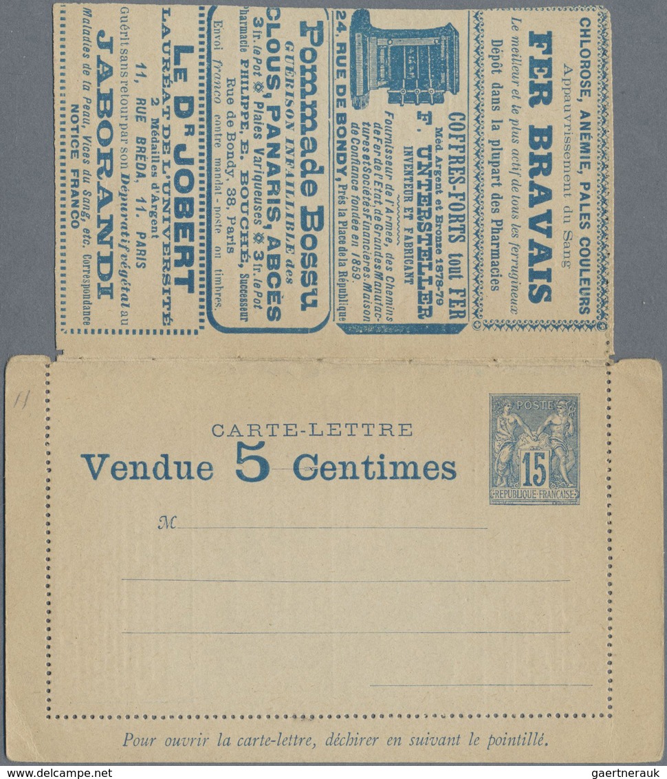 GA Thematik: Anzeigenganzsachen / Advertising Postal Stationery: 1887, France. Advertising Letter Card - Unclassified