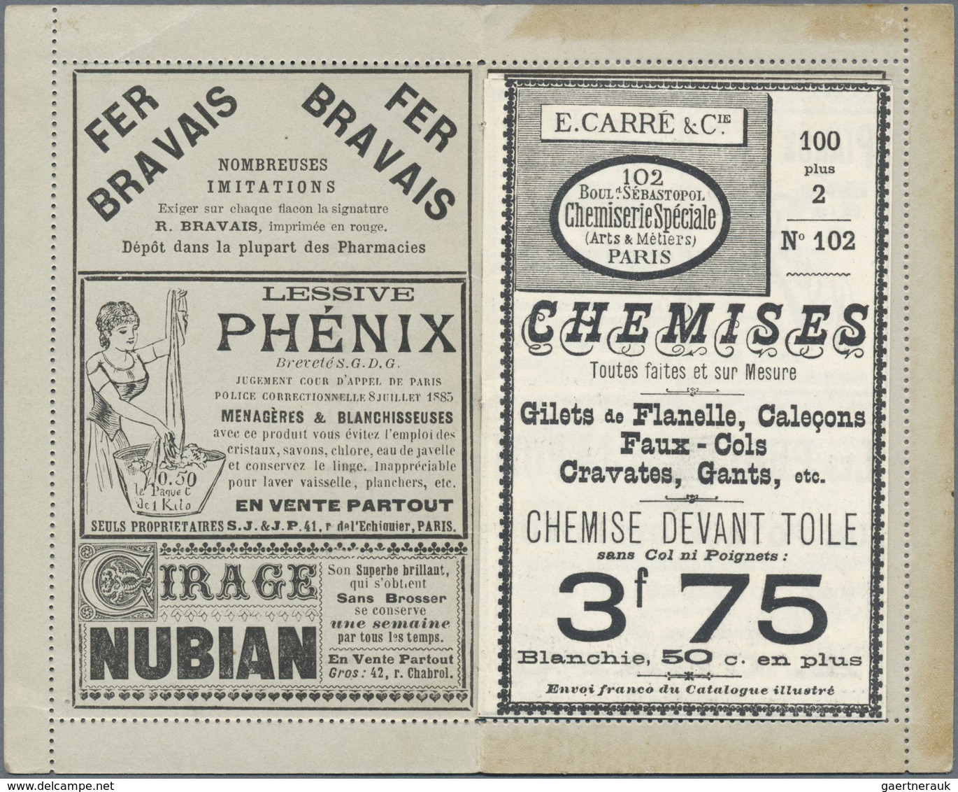 GA Thematik: Anzeigenganzsachen / Advertising Postal Stationery: 1887, France. Advertising Letter Card - Zonder Classificatie