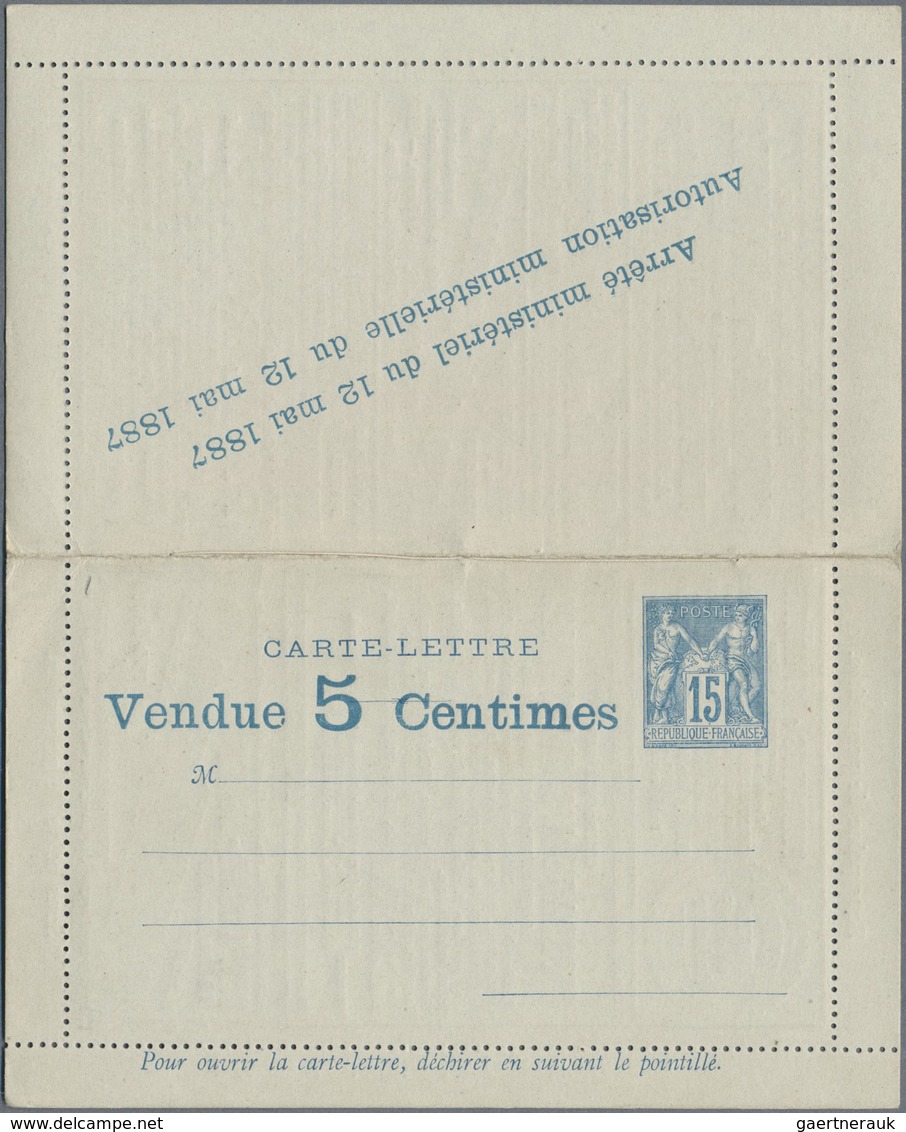 GA Thematik: Anzeigenganzsachen / Advertising Postal Stationery: 1887, France. Advertising Letter Card - Unclassified