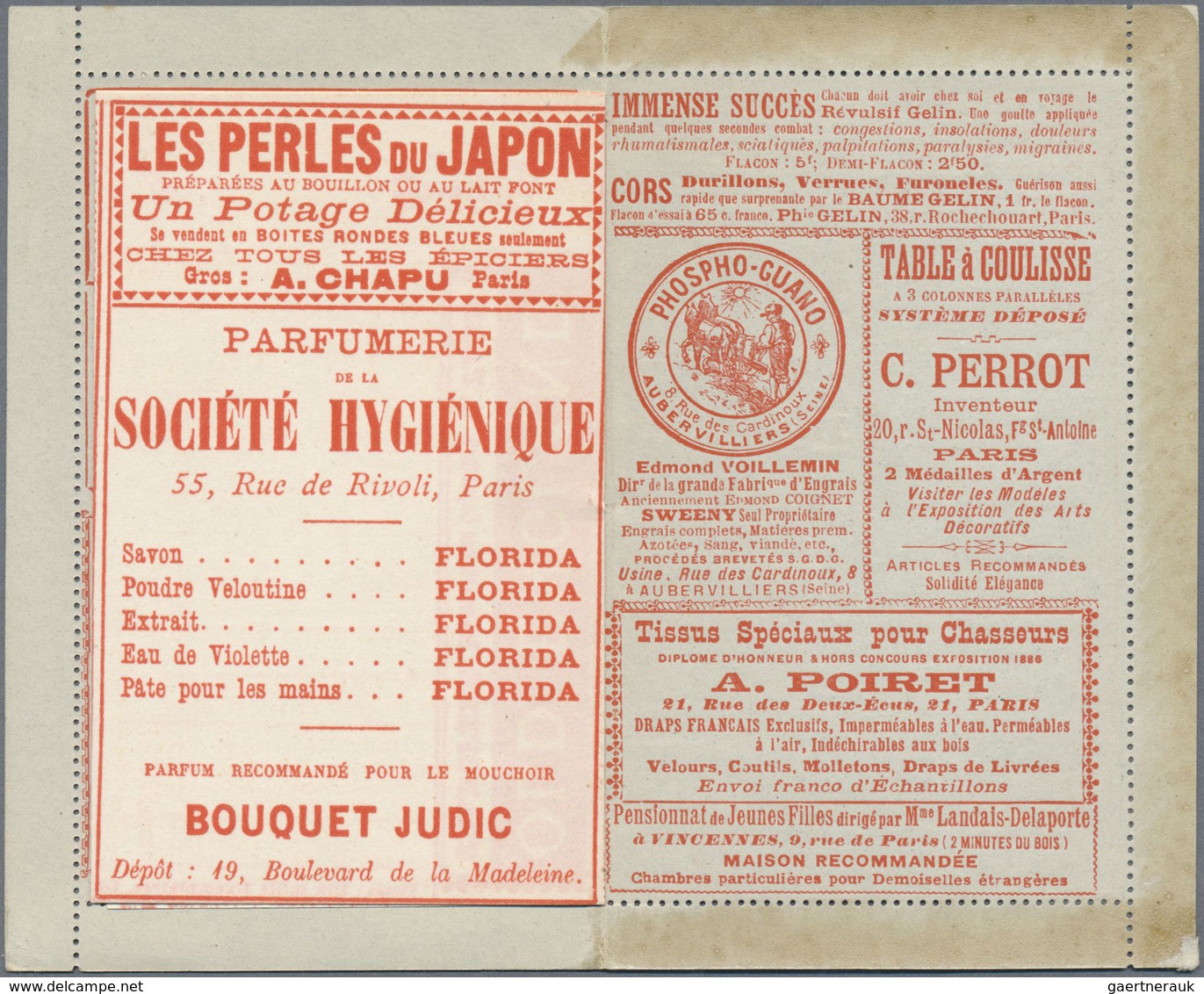 GA Thematik: Anzeigenganzsachen / Advertising Postal Stationery: 1887, France. Advertising Letter Card - Zonder Classificatie