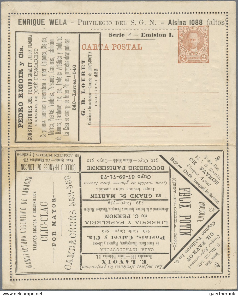 GA Thematik: Anzeigenganzsachen / Advertising Postal Stationery: 1891, Argentina. Advertising Letter Ca - Non Classificati