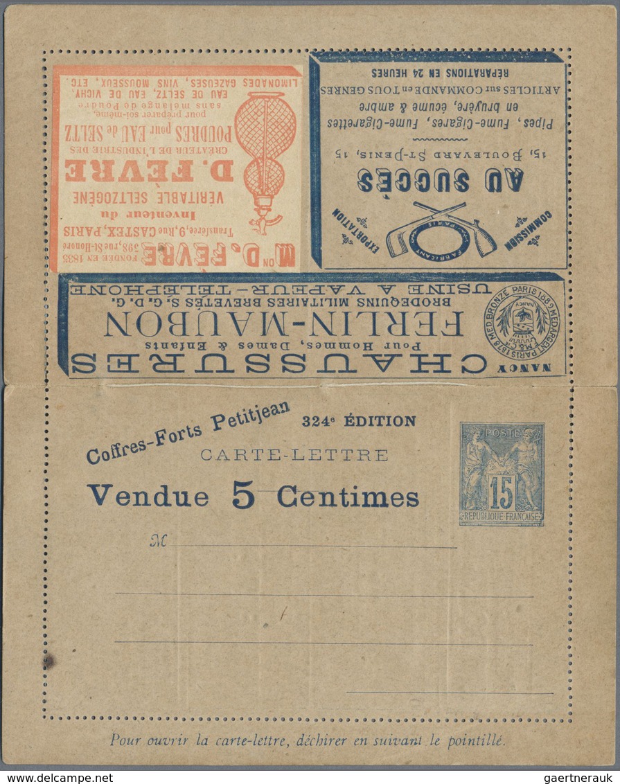 GA Thematik: Anzeigenganzsachen / Advertising Postal Stationery: 1891, France. Advertising Letter Card - Unclassified