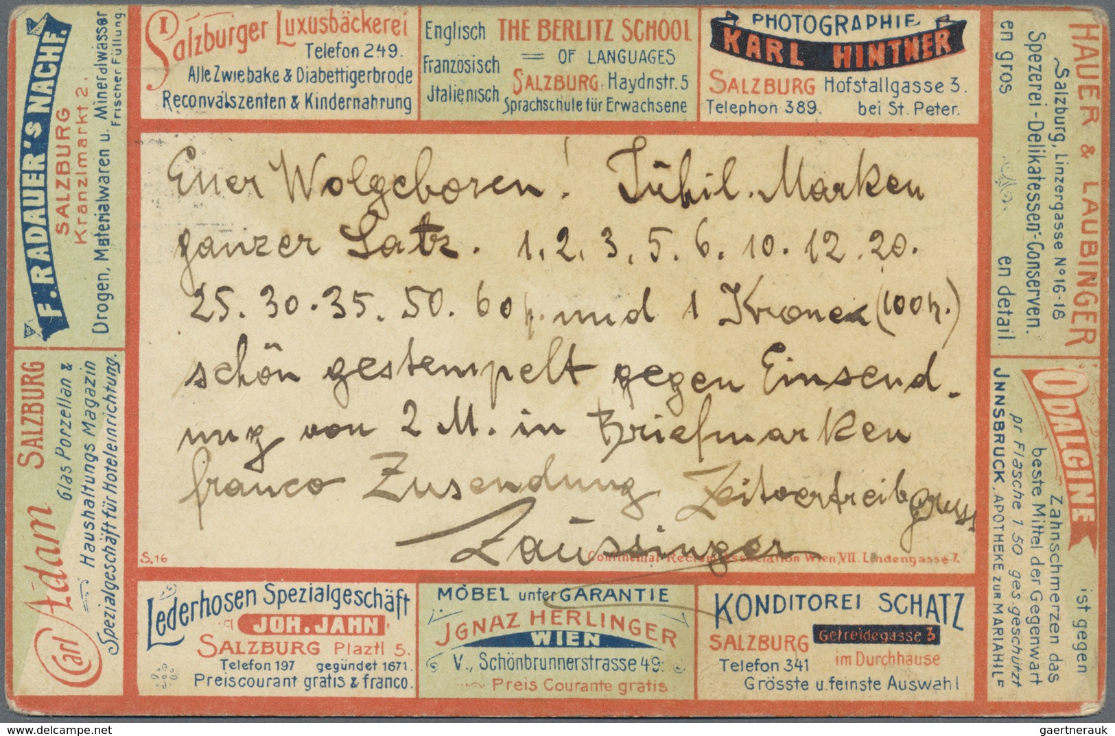 GA Thematik: Anzeigenganzsachen / Advertising Postal Stationery: 1908, Austria. Colored Advertising Pos - Unclassified