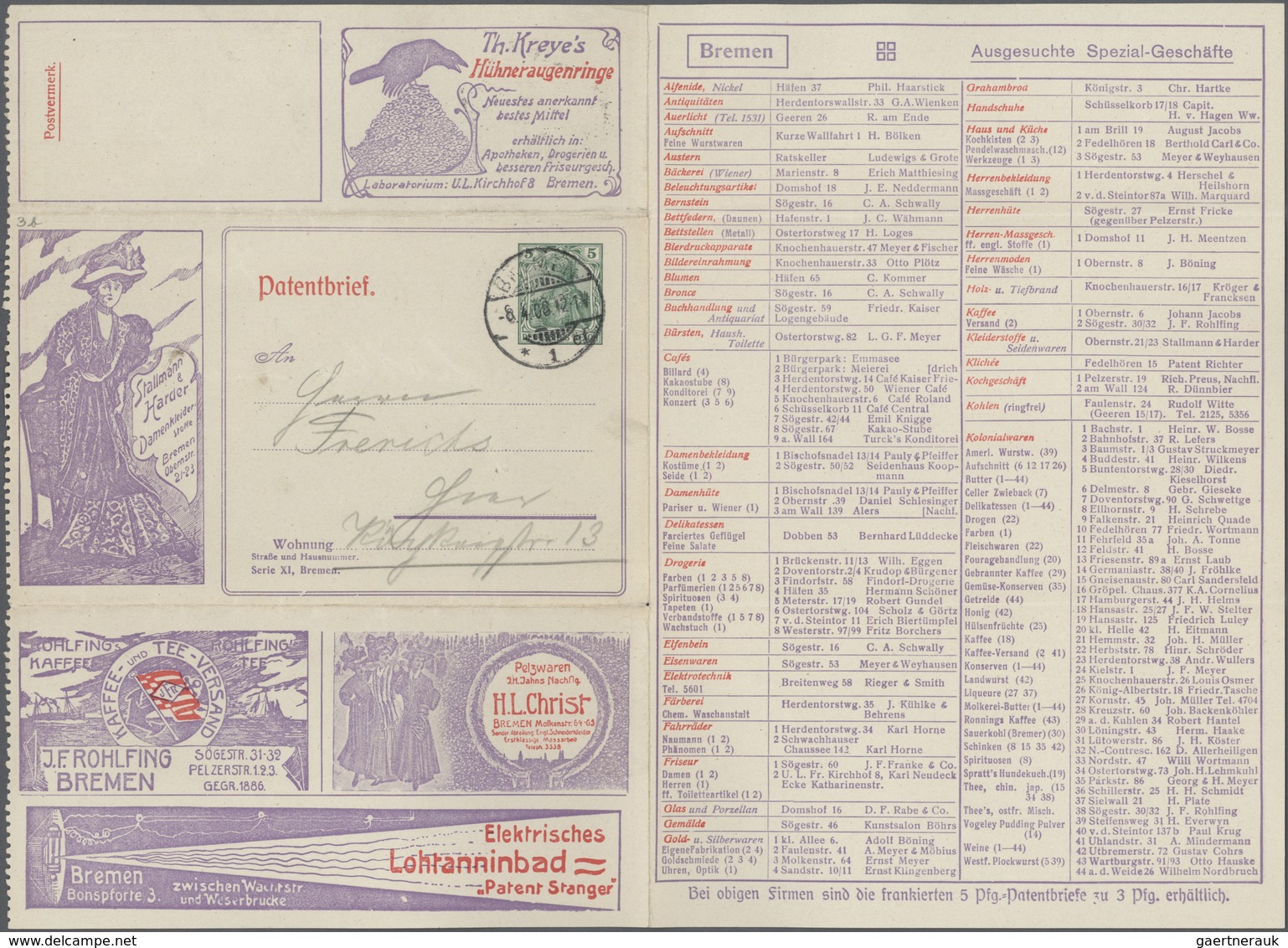 GA Thematik: Anzeigenganzsachen / Advertising Postal Stationery: 1908, German Empire. Advertising Lette - Non Classificati