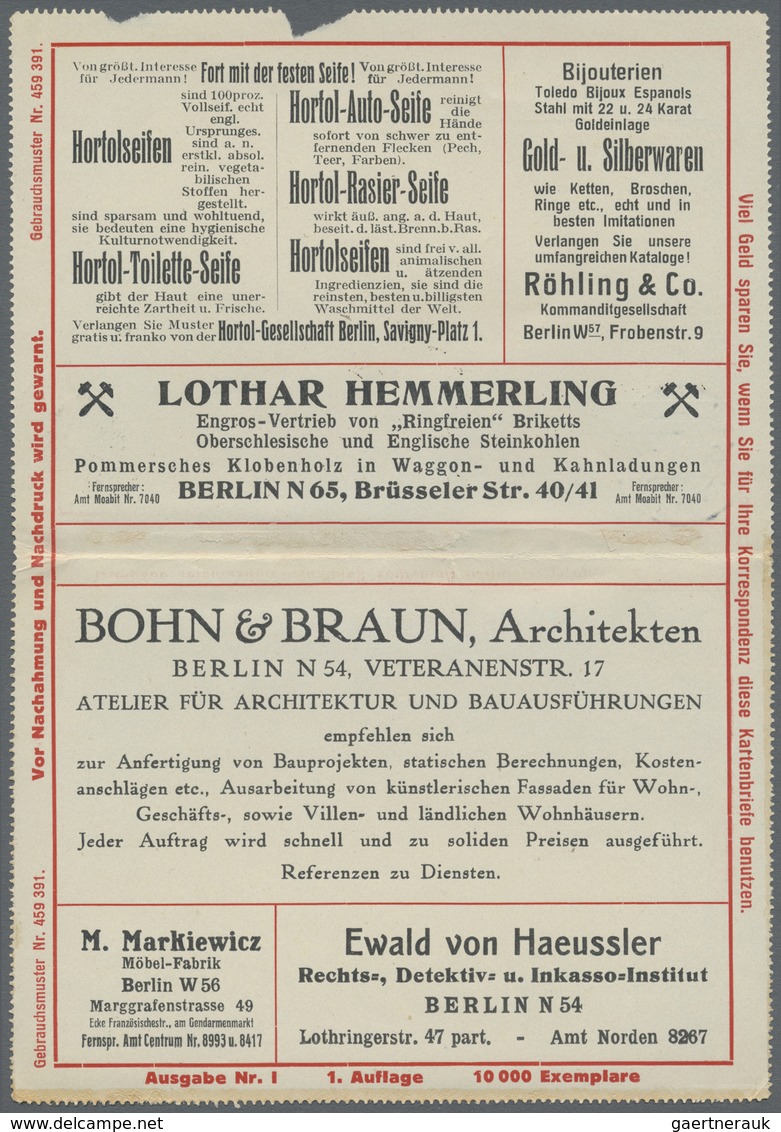 GA Thematik: Anzeigenganzsachen / Advertising Postal Stationery: 1913, Dt. Reich. Privat-Anzeigen-Karte - Ohne Zuordnung