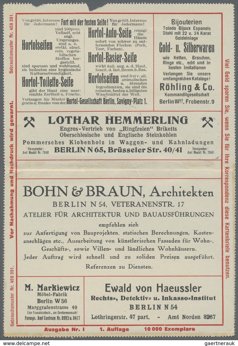 GA Thematik: Anzeigenganzsachen / Advertising Postal Stationery: 1913, Dt. Reich. Privat-Anzeigen-Karte - Unclassified