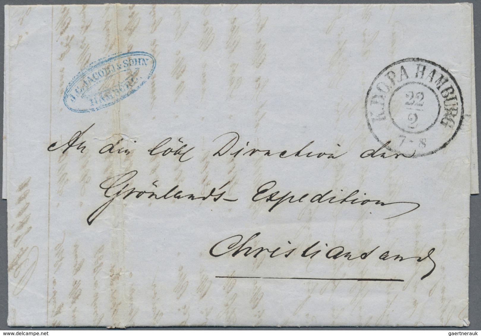 Br Thematik: Arktis / Arctic: 1853: Entire Letter From Hamburg With "K.D.O.P.A HAMBURG 22.2" (cds Of Th - Andere & Zonder Classificatie