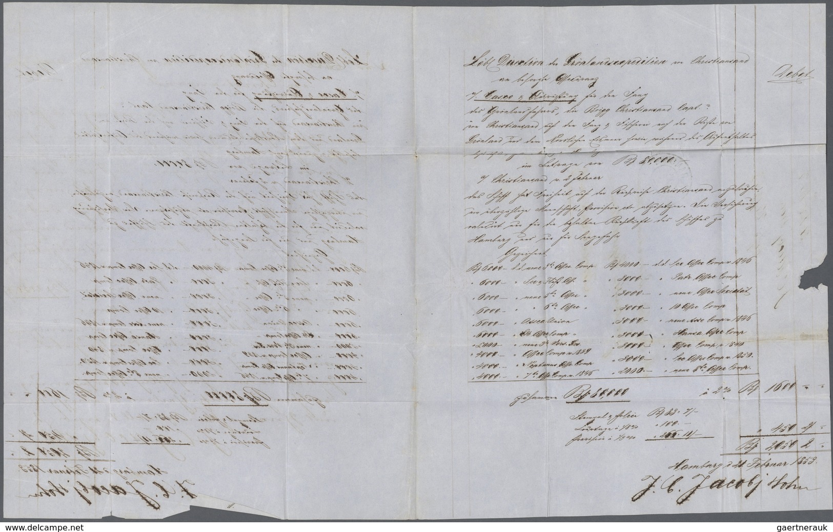 Br Thematik: Arktis / Arctic: 1853: Entire Letter From Hamburg With "K.D.O.P.A HAMBURG 22.2" (cds Of Th - Other & Unclassified