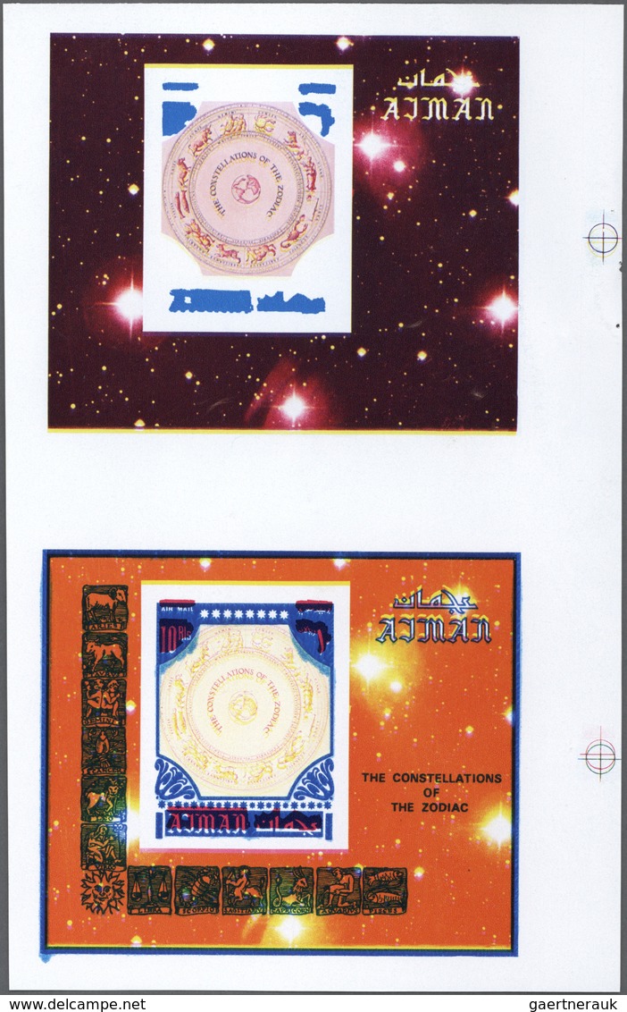 ** Thematik: Astrologie / Astrology: 1971, AJMAN: Signs Of The Zodiac Two Miniature Sheets 10r. 'circle - Astrologie