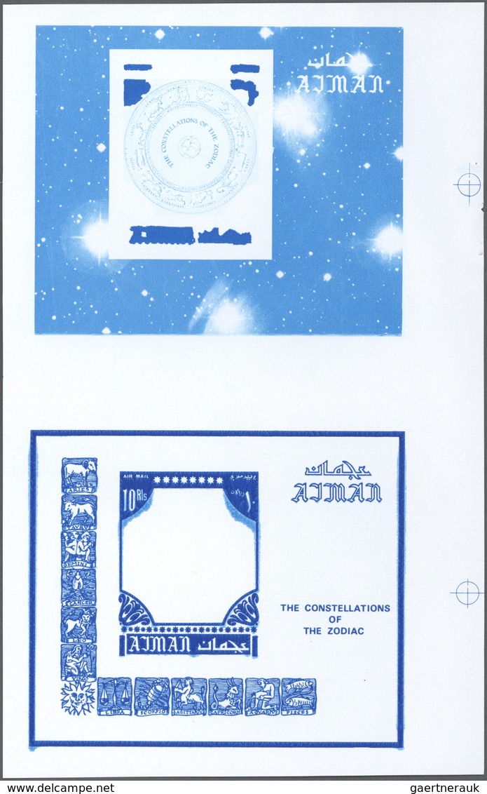 ** Thematik: Astrologie / Astrology: 1971, AJMAN: Signs Of The Zodiac Two Miniature Sheets 10r. 'circle - Astrology