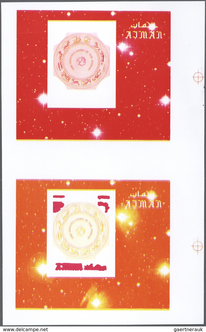 ** Thematik: Astrologie / Astrology: 1971, AJMAN: Signs Of The Zodiac Two Miniature Sheets 10r. 'circle - Astrology