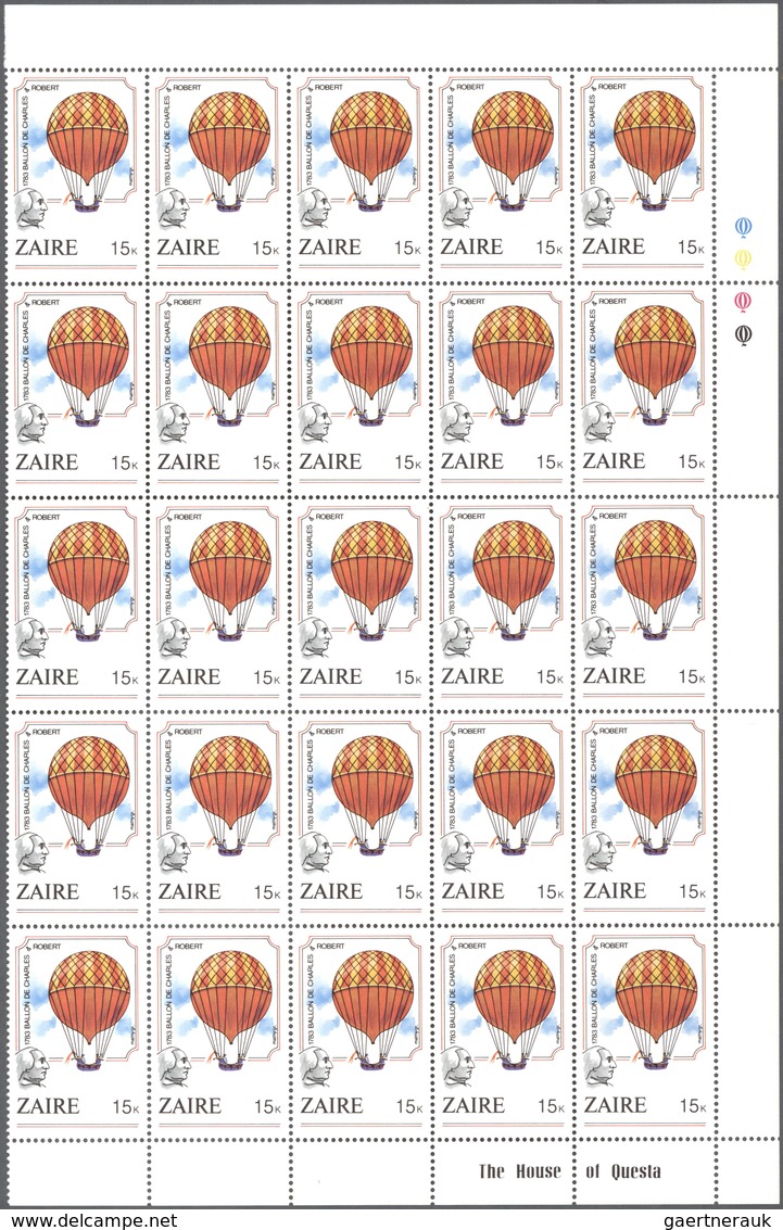 ** Thematik: Ballon-Luftfahrt / balloon-aviation: 1984/1994, ZAIRE: Bicentenary of Aviation with differ