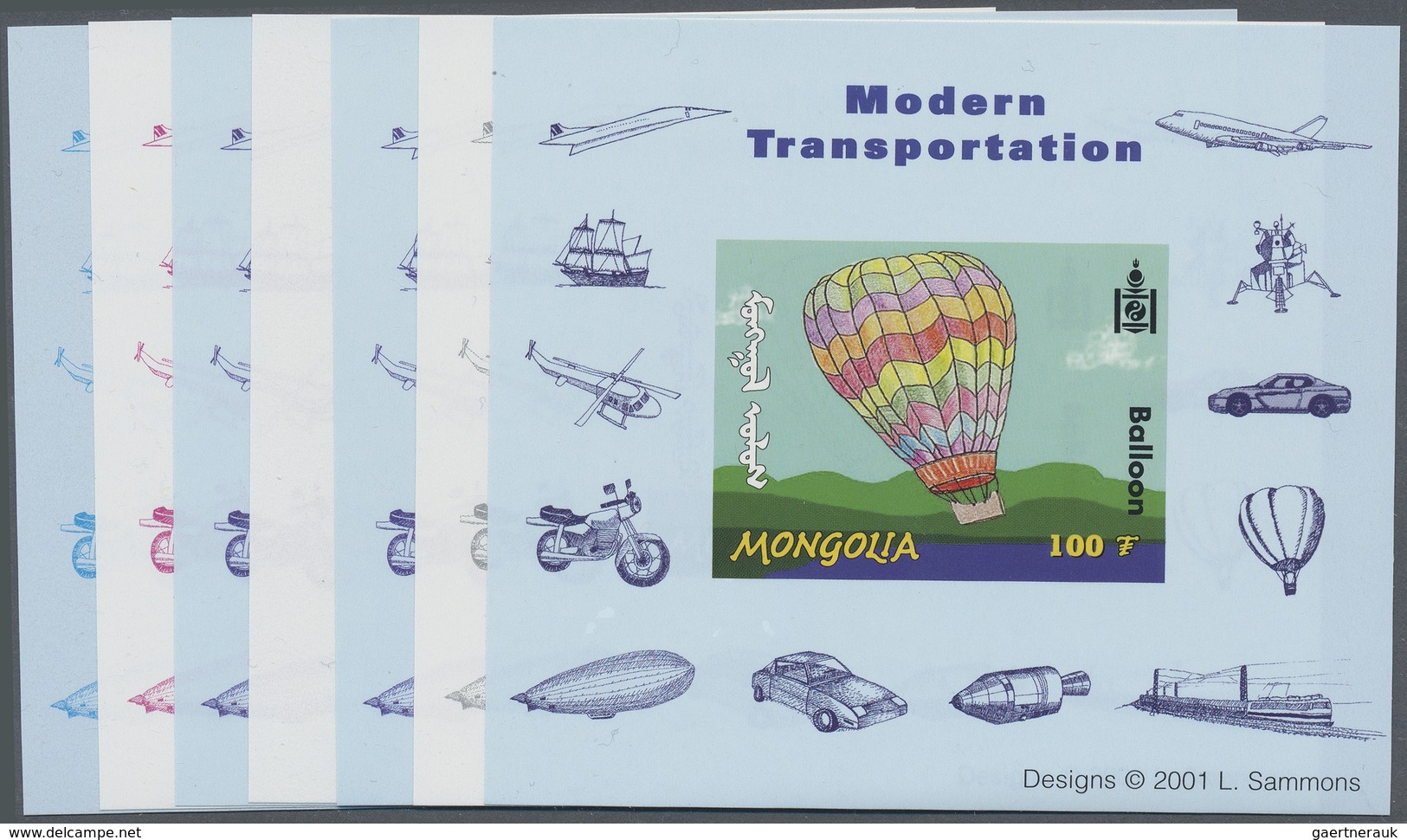 ** Thematik: Ballon-Luftfahrt / Balloon-aviation: 2001, MONGOLIA: Transportation BALLOON 100t. Special - Arbres