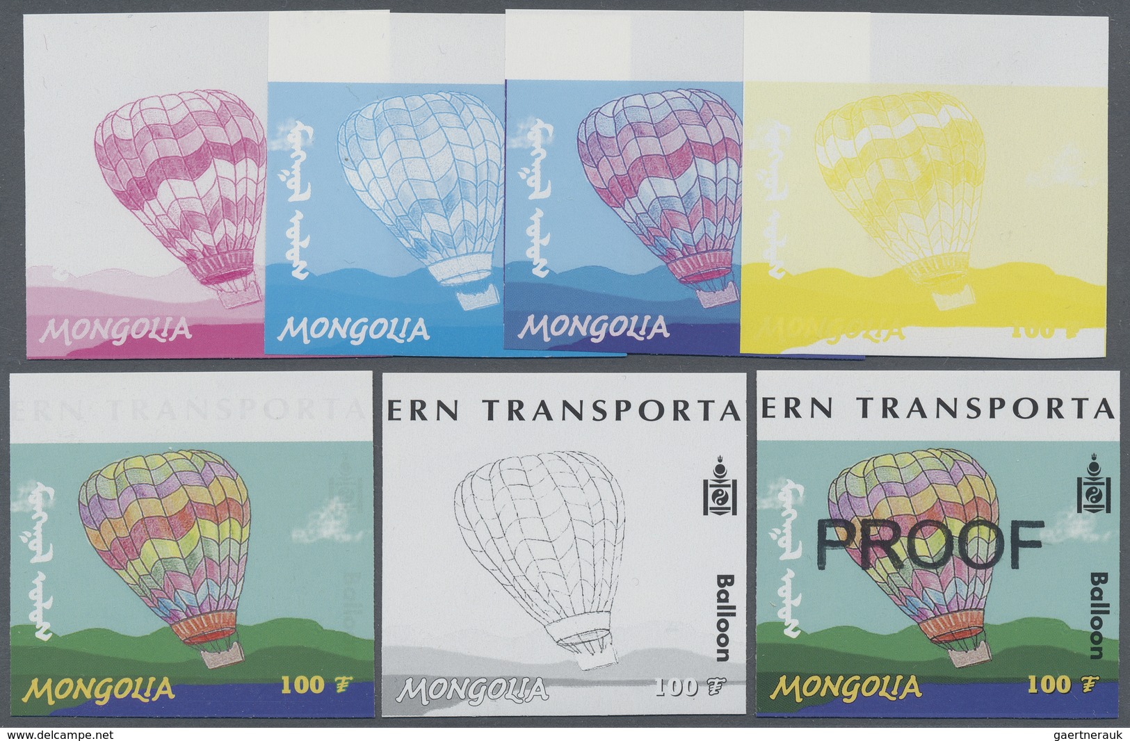 ** Thematik: Ballon-Luftfahrt / Balloon-aviation: 2001, MONGOLIA: Transportation BALLOON 100t. In Seven - Arbres