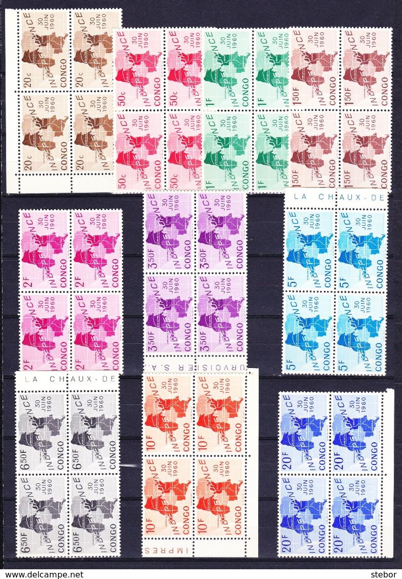 Republiek Congo 1960 Nr 372/81 ** In Blok Van 4 St, Zeer Mooi Lot 3992 - Collections (sans Albums)