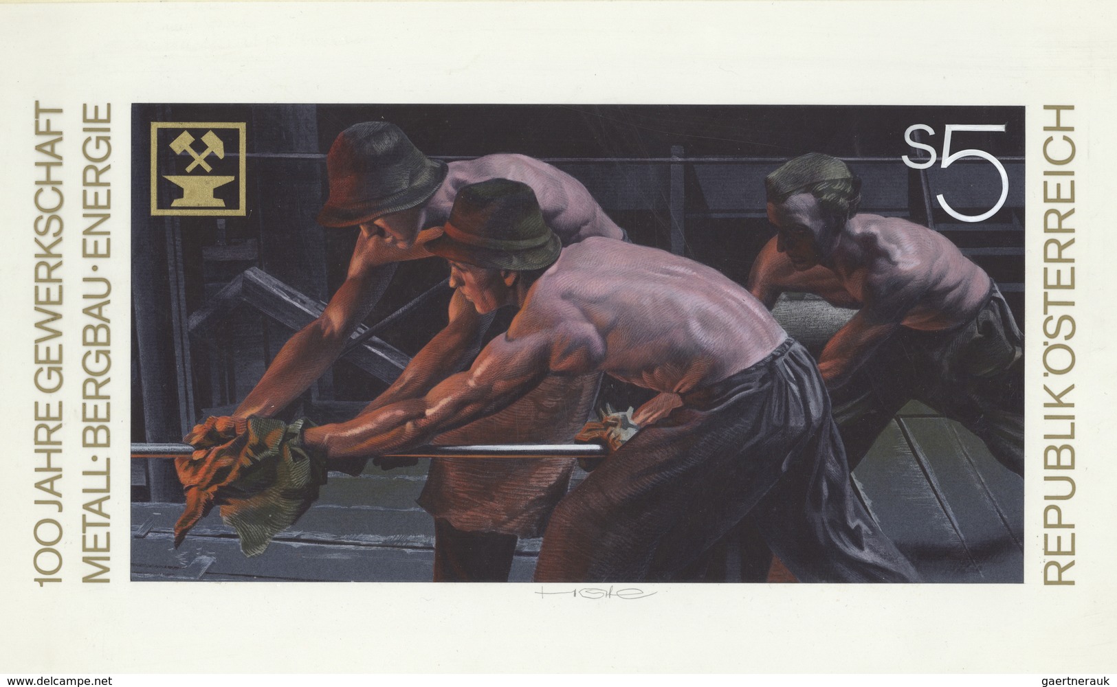 Thematik: Bergbau, Minen / Mining, Mines: 1990, Austria. Original Artist's Painting By Prof. Otto St - Usines & Industries