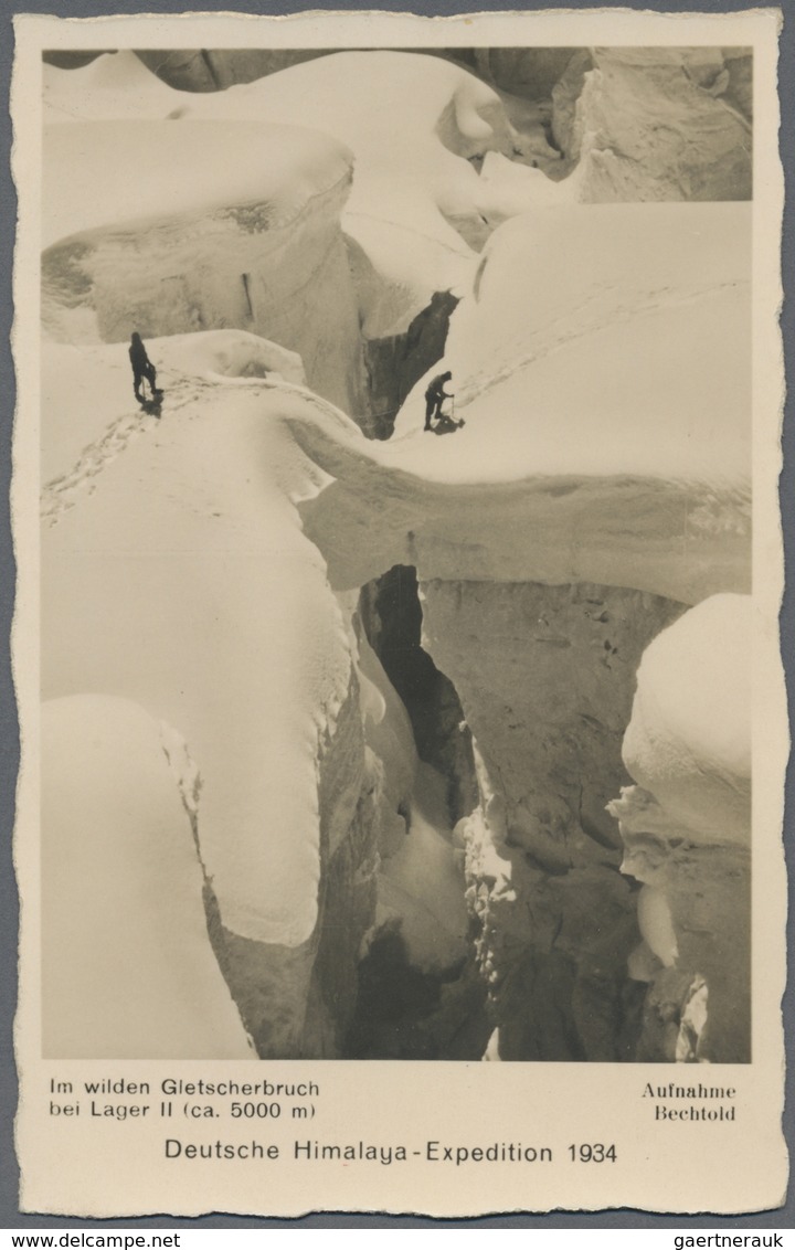 Br Thematik: Bergsteigen / Mountaineering: 1934, Dt. Reich. Foto-Ansichtskarte "Deutsche Himalaya-Exped - Escalade