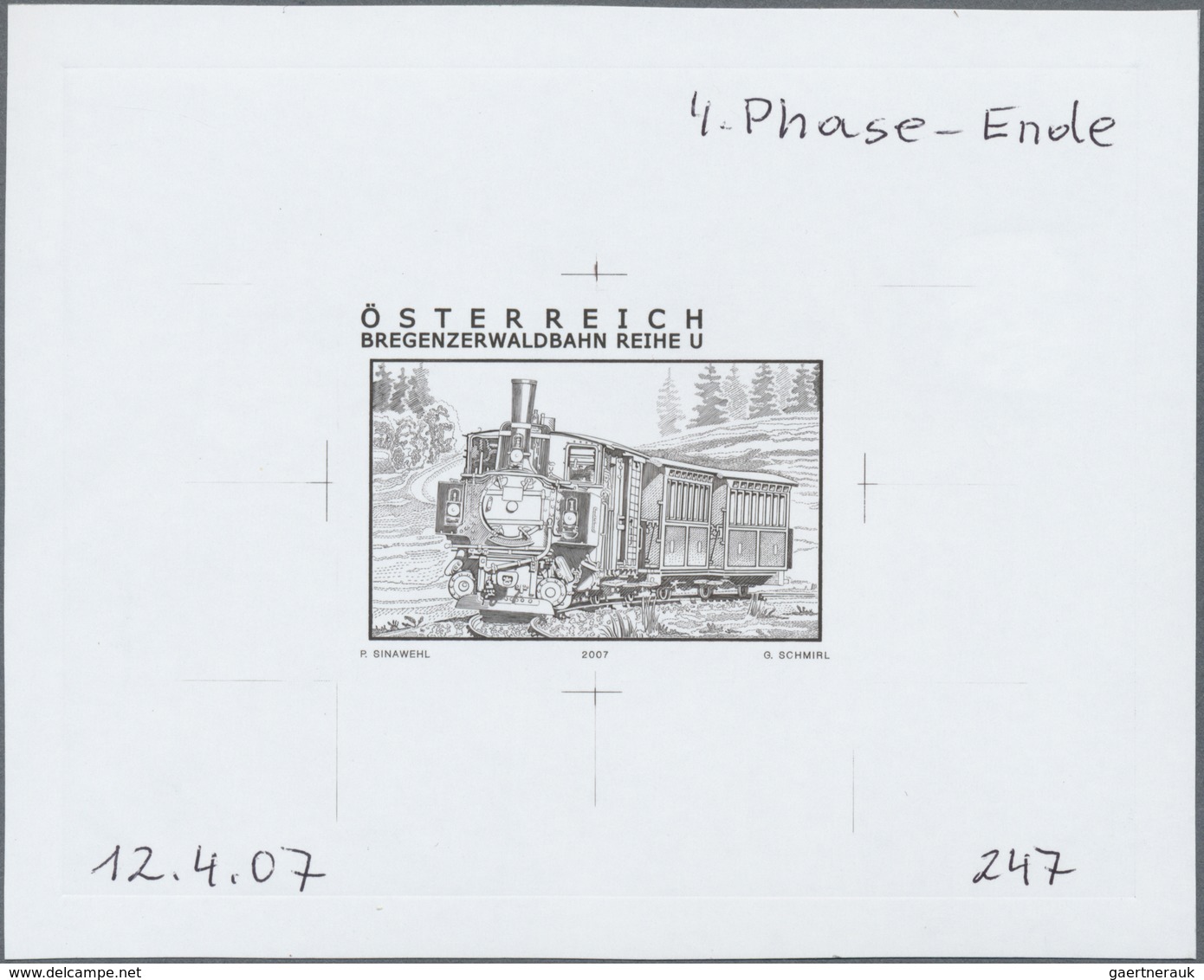 (*) Thematik: Eisenbahn / Railway: 2007, Austria. Proof In Black (marked As 4th Phase/End) For The "Rail - Trains