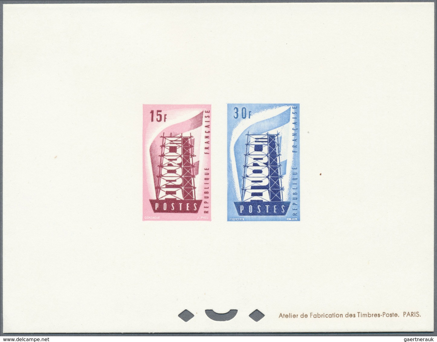 (*) Thematik: Europa / Europe: 1956, France. Collective Epreuve D'atelier For The Complete EUROPA Set (2 - Europese Gedachte