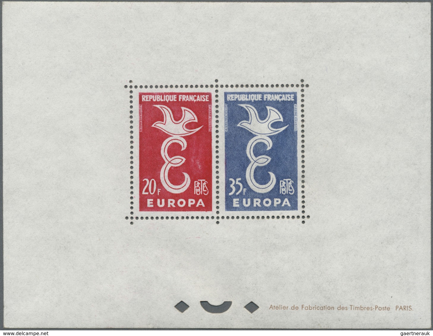 ** Thematik: Europa / Europe: 1958, France. EUROPA Issue (2 Values) As A Collective DeLuxe Sheet. Mint, - European Ideas