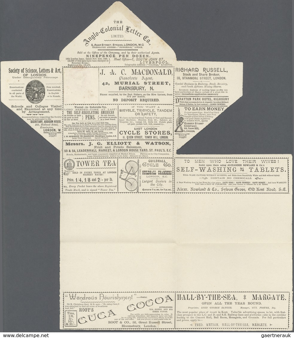 GA Thematik: Fahrrad / Bicycle: 1889, Great Britain. Advertising Folded Letter 1d With Illustrated Ads - Wielrennen