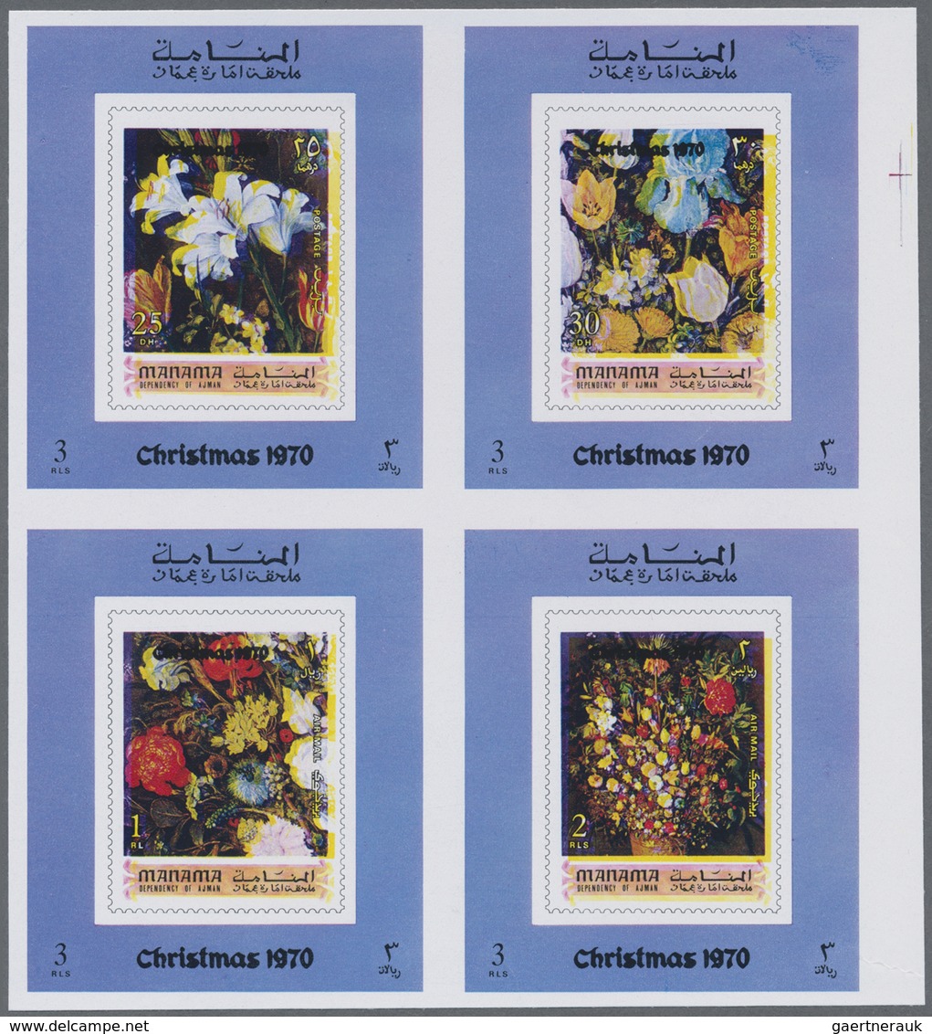 ** Thematik: Flora, Botanik / Flora, Botany, Bloom: 1971, AJMAN-MANAMA: Christmas 'Flower Paintings' Co - Andere & Zonder Classificatie