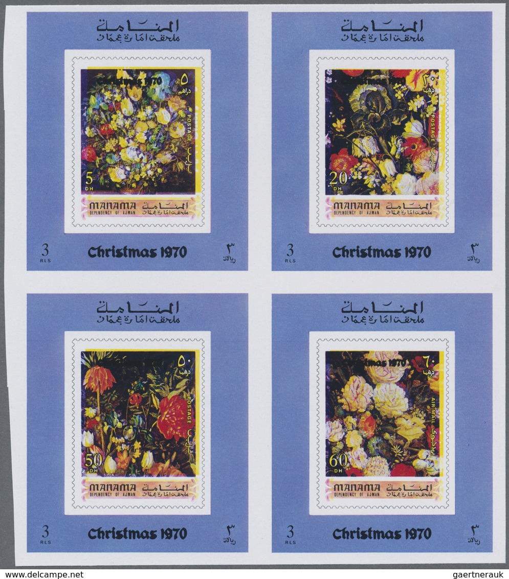 ** Thematik: Flora, Botanik / Flora, Botany, Bloom: 1971, AJMAN-MANAMA: Christmas 'Flower Paintings' Co - Autres & Non Classés