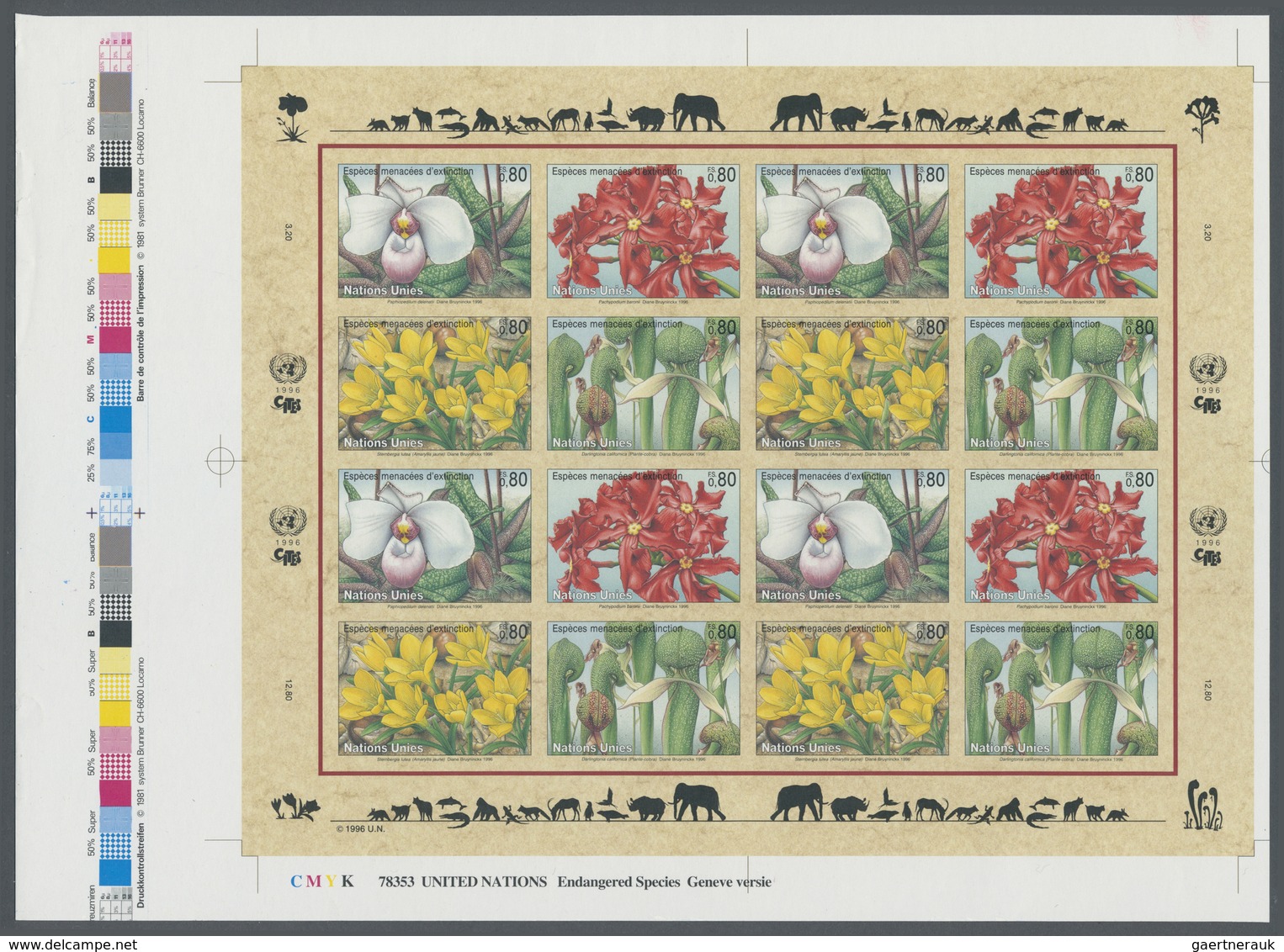 ** Thematik: Flora, Botanik / Flora, Botany, Bloom: 1996, UN Geneva. Imperforate Pane Of 4 Sets Of 4 Sh - Autres & Non Classés