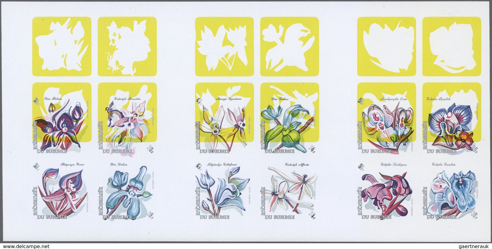 ** Thematik: Flora-Orchideen / Flora-orchids: 1972, BURUNDI: Orchids Complete Set Of 18 Stamps In Six S - Orchideeën
