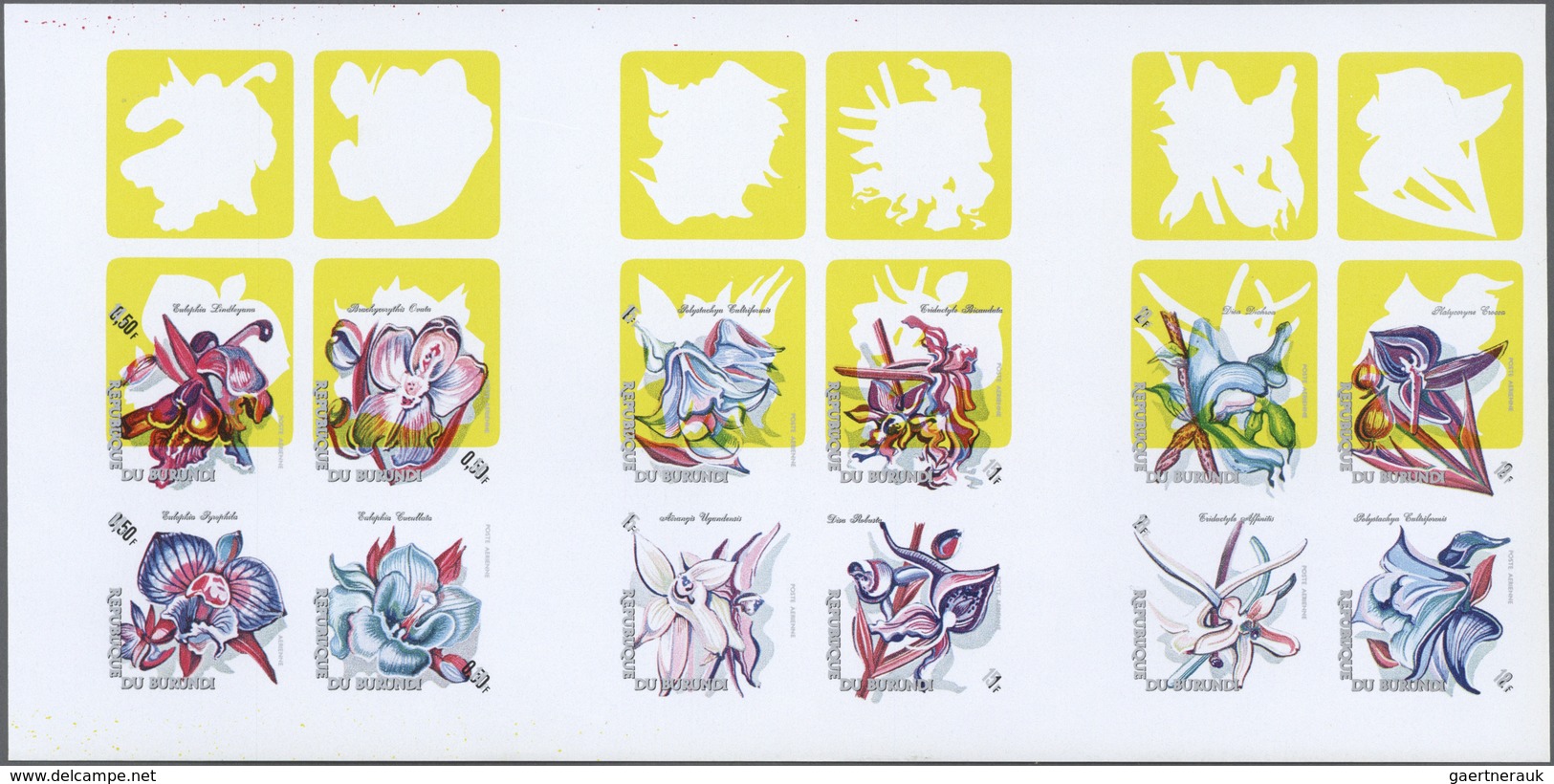 ** Thematik: Flora-Orchideen / Flora-orchids: 1972, BURUNDI: Orchids Complete Set Of 18 Stamps In Six S - Orchideeën