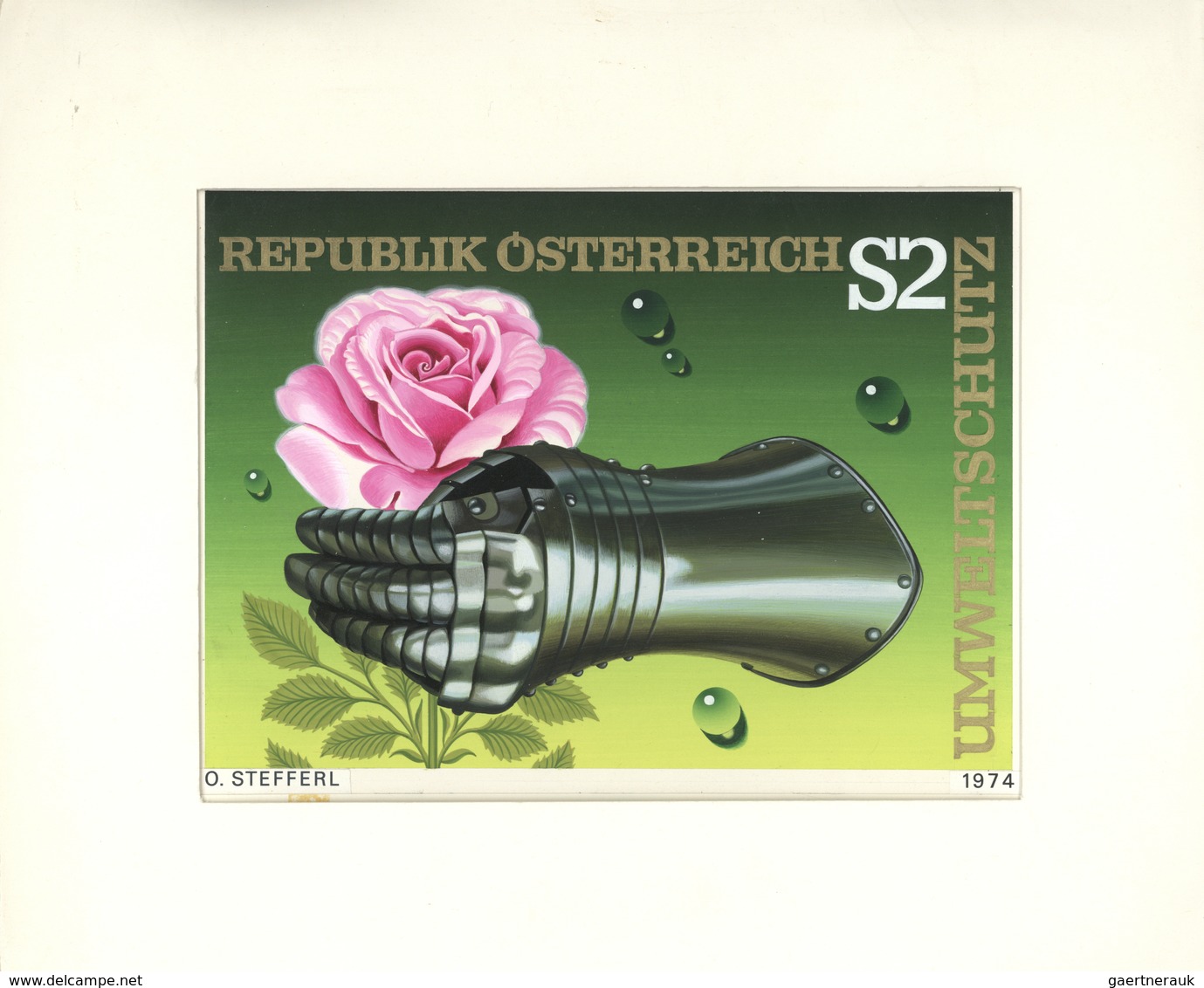 Thematik: Flora-Rosen / Flora-roses: 1974, Austria. Original Artist's Painting By Prof. Otto Steffer - Roses