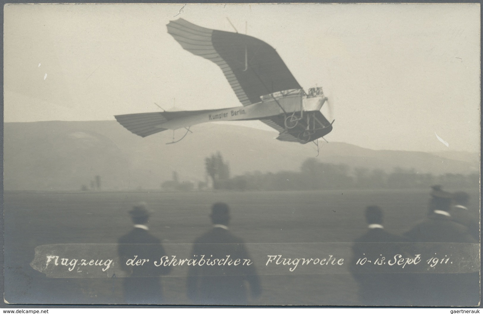 Thematik: Flugzeuge, Luftfahrt / Airoplanes, Aviation: 1911, SCHWÄBISCHE FLUGWOCHE 10.-13.9., Schauf - Vliegtuigen