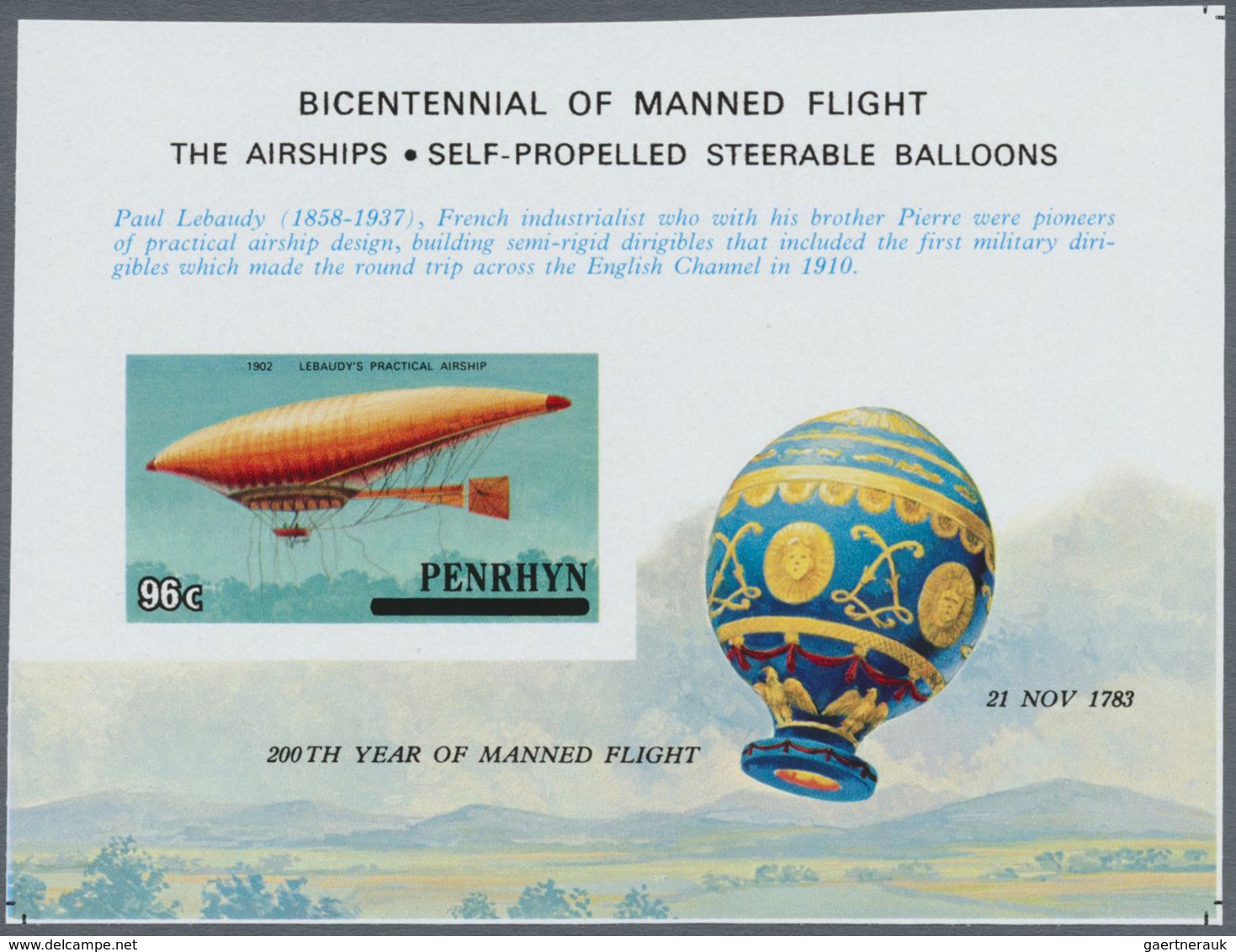 ** Thematik: Flugzeuge, Luftfahrt / Airoplanes, Aviation: 1983, PENRHYN: Bicentennial Of Manned Flight - Avions