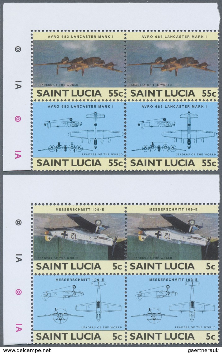 ** Thematik: Flugzeuge, Luftfahrt / Airoplanes, Aviation: 1985, Saint Lucia. Complete Set "Military Air - Avions