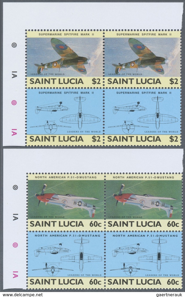 ** Thematik: Flugzeuge, Luftfahrt / Airoplanes, Aviation: 1985, Saint Lucia. Complete Set "Military Air - Vliegtuigen