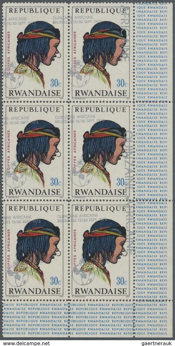 ** Thematik: Frauen / Women: 1973, RWANDA: Women Heads Small Lot With MISPLACED OVERPRINTS 'QUINZAINE A - Non Classés