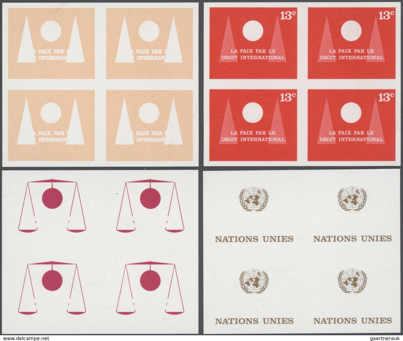 ** Thematik: Justiz / Justice: 1969, UN New York. Imperforate Block Of 4 + Progressive Proof (4 Phases) - Police - Gendarmerie