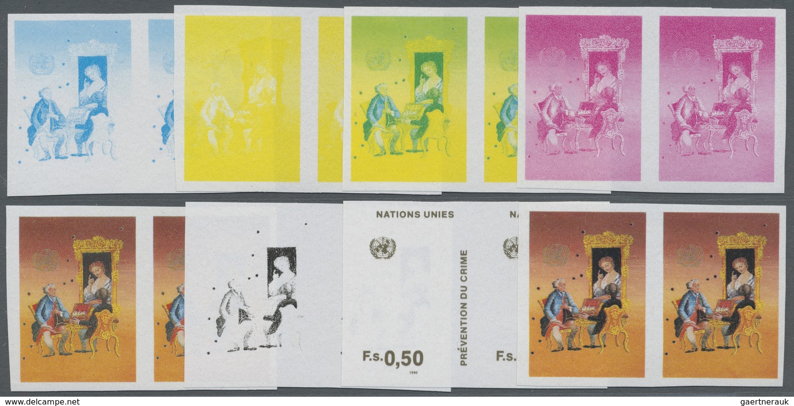 ** Thematik: Justiz / Justice: 1990, UN Geneva. Progressive Proof (8 Phases) In Horizontal Pairs For Th - Politie En Rijkswacht