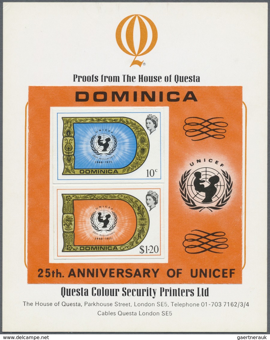 (*) Thematik: Kinder / Children: 1971, DOMINICA: 25 Years UNICEF 10c. And $1.20 IMPERFORATE PROOFS Affix - Autres & Non Classés