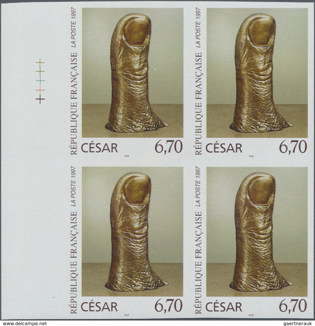 ** Thematik: Kunst / Art: 1997, France. IMPERFORATE Block Of 4 For The Stamp 6.70fr "The Thumb, Polishe - Autres & Non Classés