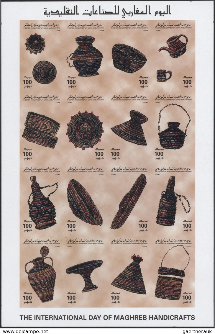 ** Thematik: Kunsthandwerk / arts and crafts: 1996, Libya, Bast fibre works, se-tenant sheet and seven
