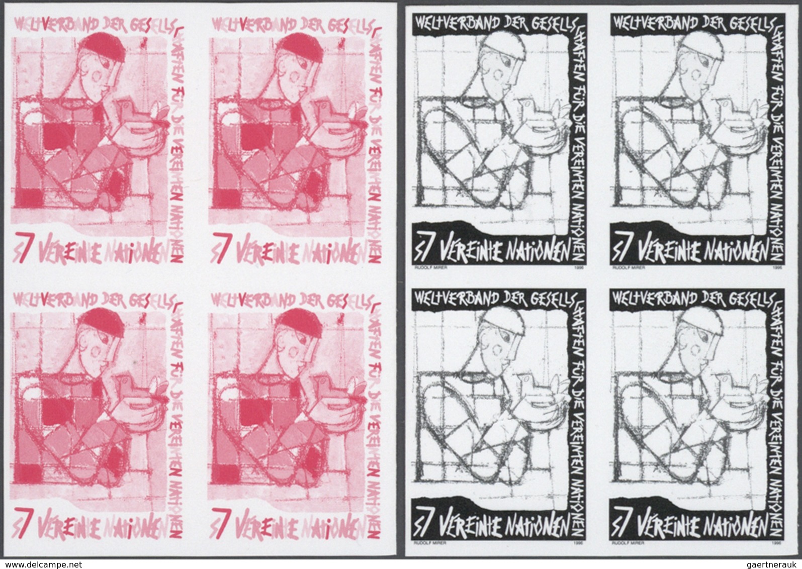 ** Thematik: Malerei, Maler / Painting, Painters: 1996, UN Vienna. Imperforate Block Of 4 + Progressive - Andere & Zonder Classificatie