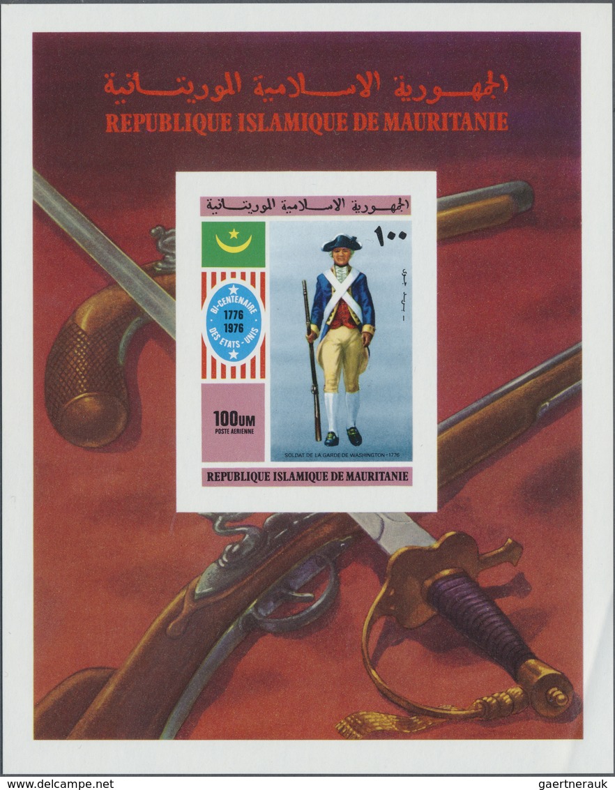 ** Thematik: Militär / Military: 1976, MAURETANIEN: 200 Jahre Unabhängigkeit Der USA 'Militäruniformen' - Militaria