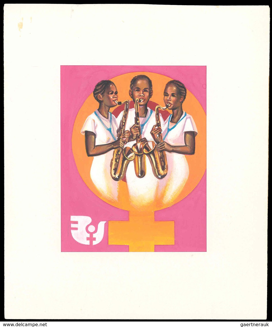 Thematik: Musik-Musikinstrumente / Music Instruments: 1976, Guinea: INTERNATIONAL YEAR OF WOMEN, Fin - Muziek