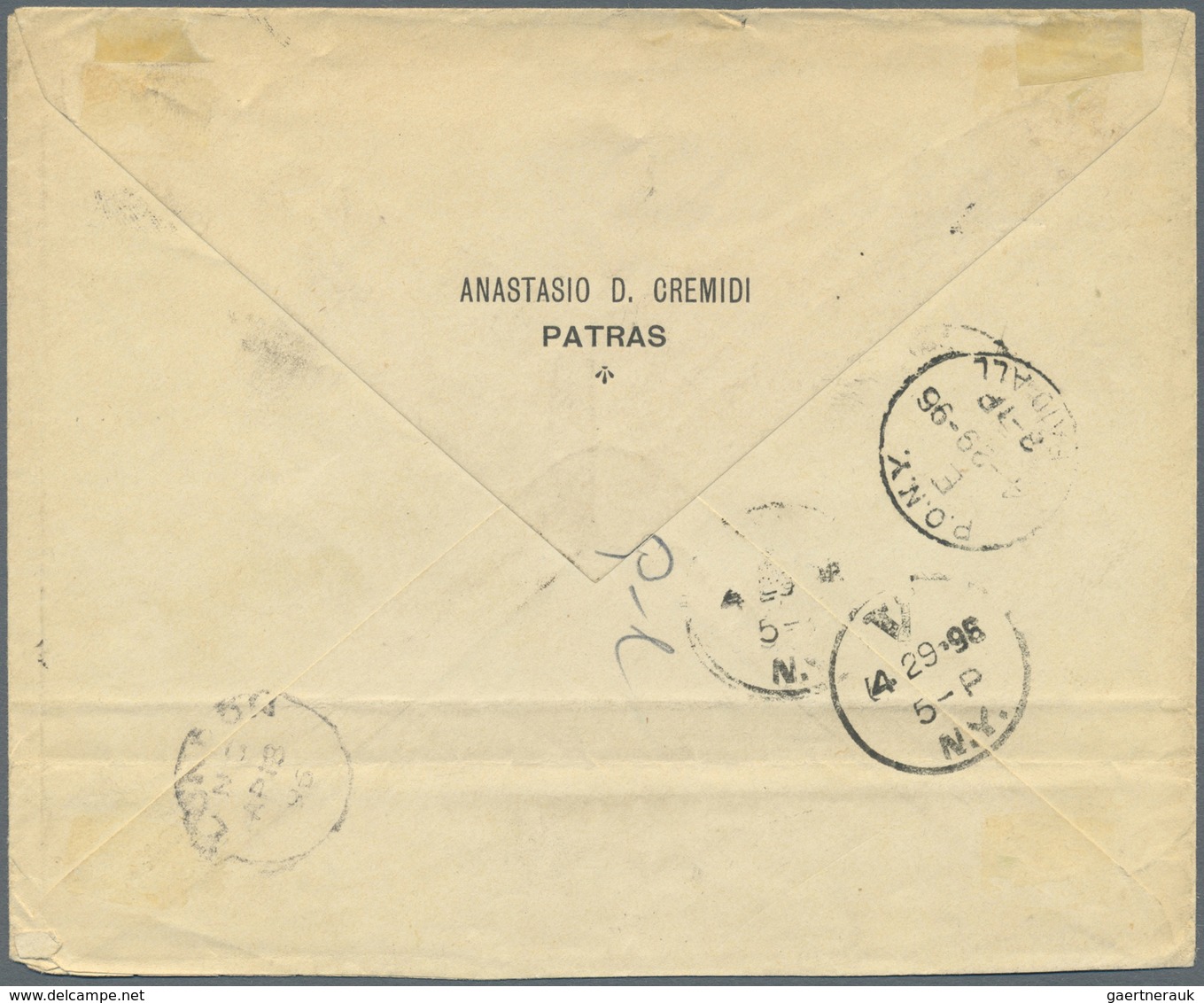 Br Thematik: Olympische Spiele / Olympic Games: 1896 Griechenland (Apr 2): Envelope To The USA With 189 - Autres & Non Classés