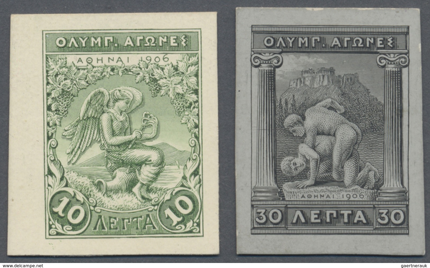 (*) Thematik: Olympische Spiele / Olympic Games: 1906, Griechenland Für Athen. Lot Von 2 PROBEDRUCKEN Fü - Autres & Non Classés