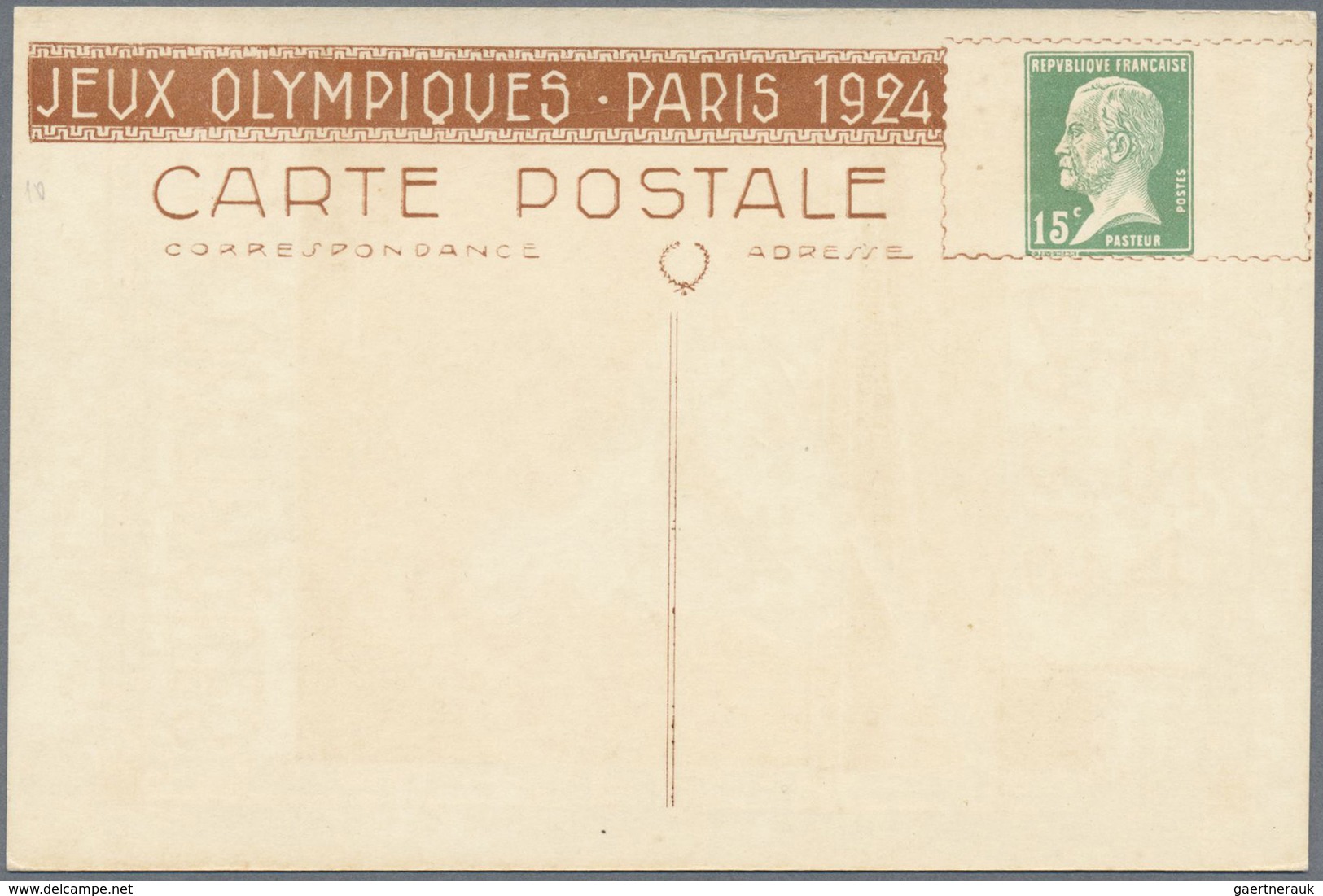 GA Thematik: Olympische Spiele / Olympic Games: 1924, France. Picture Postcard 15c Pasteur "Jeux Olymiq - Andere & Zonder Classificatie